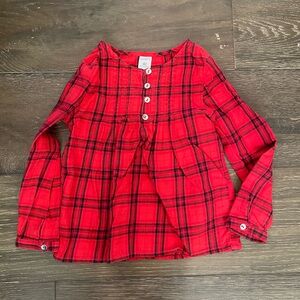 Carter's Red Plaid Long-Sleeve Button Peplum Top